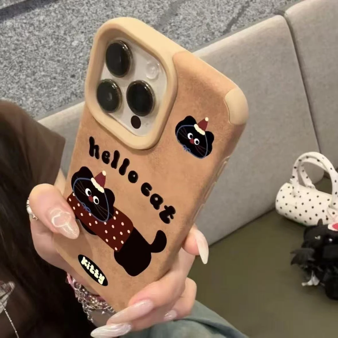 黑色猫狗适用苹果17手机壳16新款iphone15promax14/13创意卡通