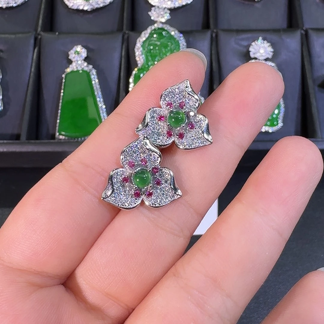 翡翠未镶嵌耳饰蛋面