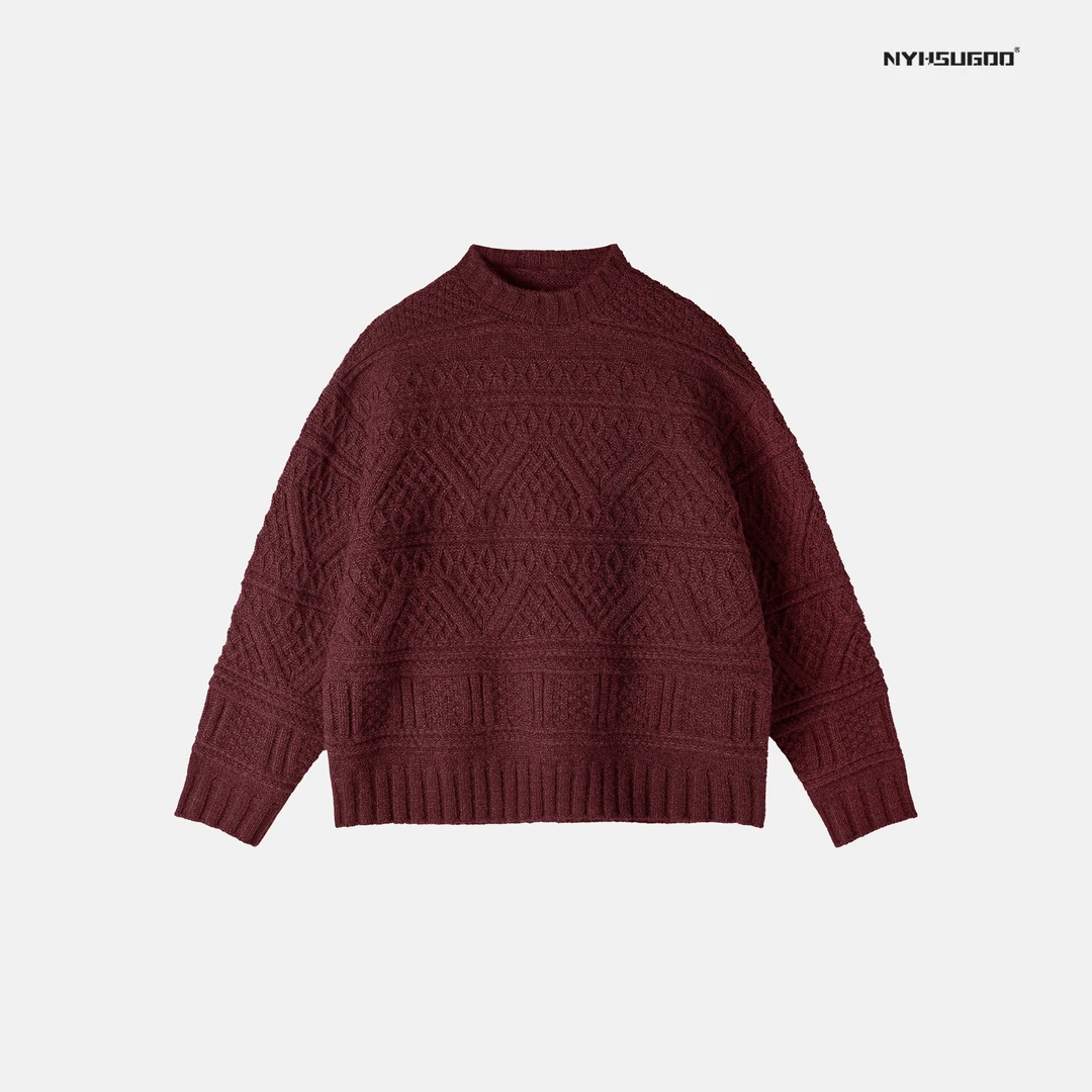 NYHSUGOO/南乙3447冬季拼色针织打底男士韩系极简百搭加厚毛衣