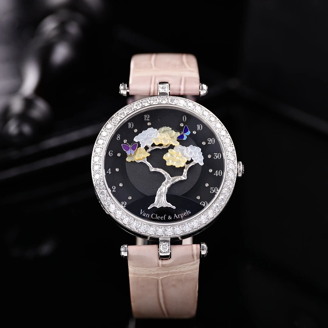 95新 梵克雅宝  VCAR044I00发财树手动机械 白金原钻/多材质表盘