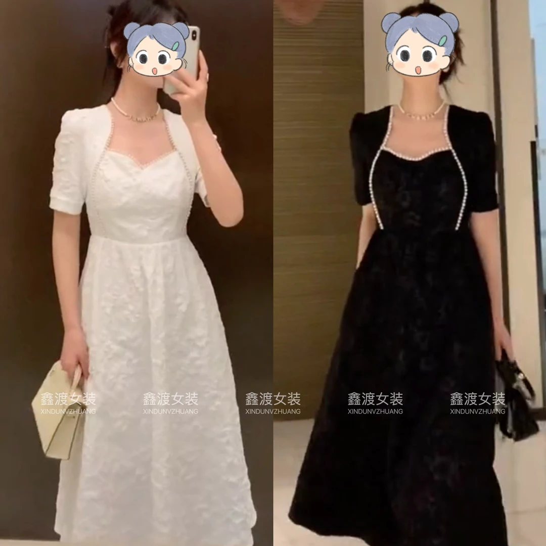 2025春夏新款时尚显瘦气质女士网红洋气连衣裙百搭款D6867