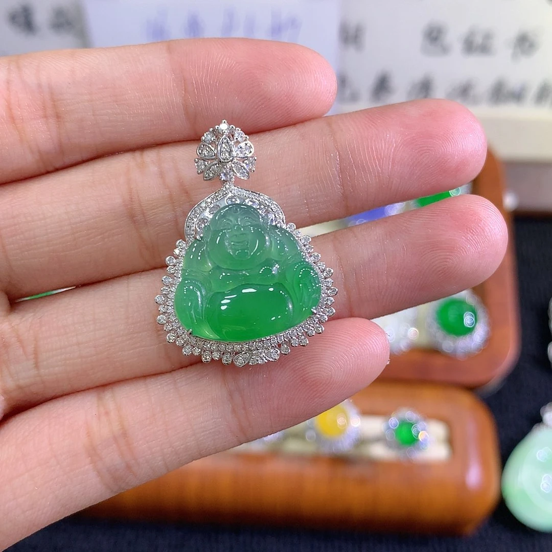 【闪购商品】吊坠(不含链)18K金镶嵌翡翠佛公