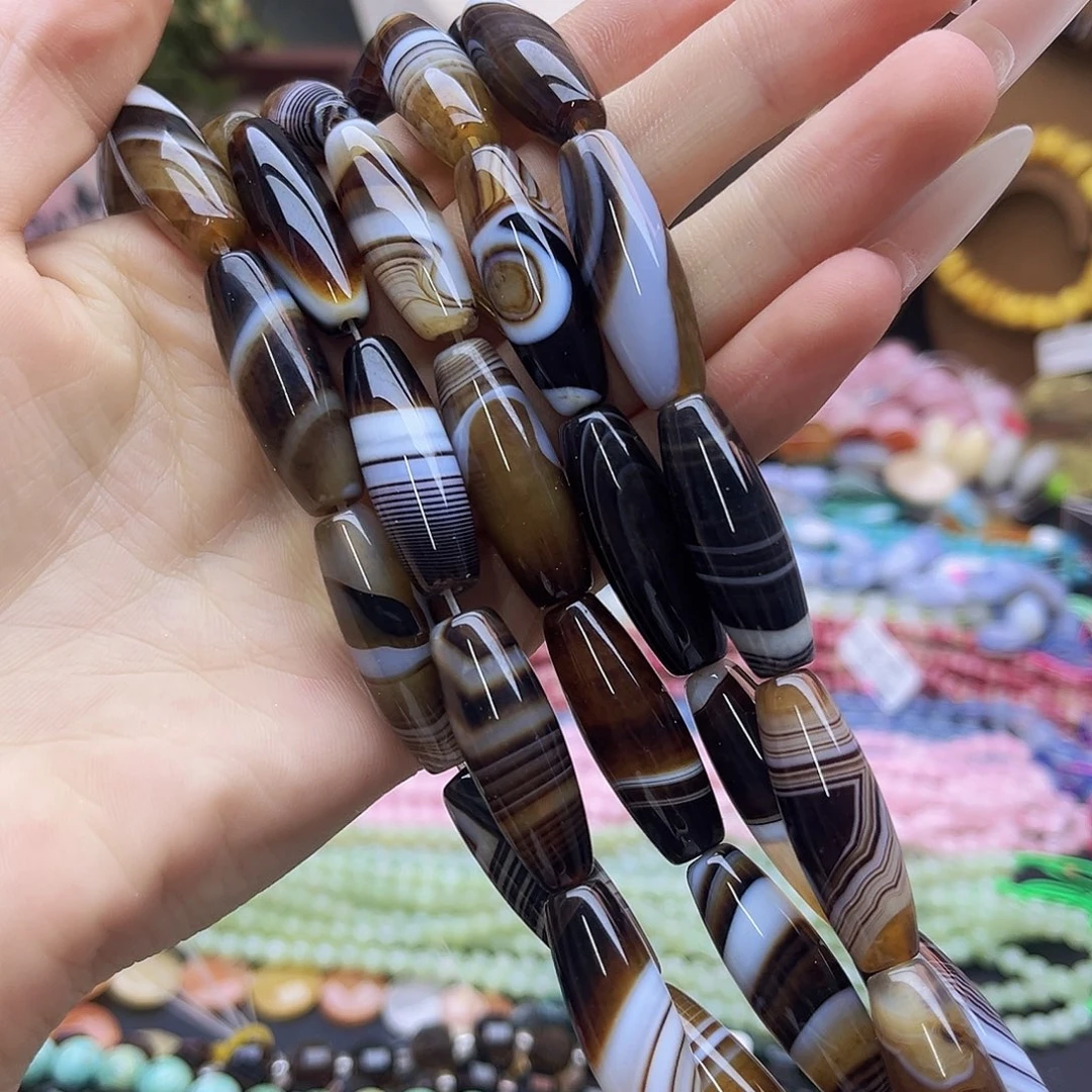 未镶嵌玛瑙/玉髓珠宝半成品/缠丝玛瑙10*30mm 20号