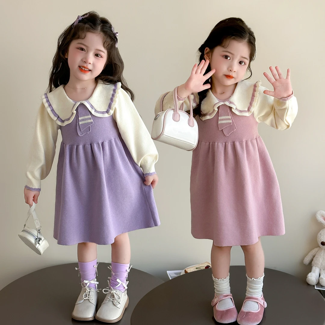 女童公主裙毛衣裙秋装3-6岁宝宝裙子秋装小女孩生日裙儿童连衣裙