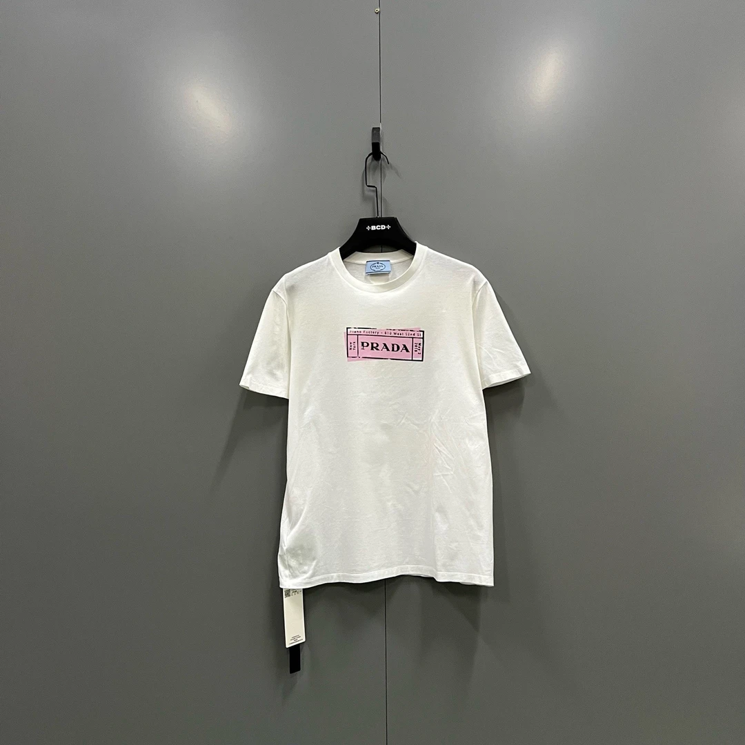 95新 Prada/普拉达 c62 607132 印章logo圆领短袖 L码