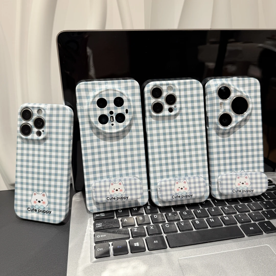 蓝格子西高地支架适用苹果/华为/荣耀/OPPO/VIVO/小米手机壳防摔