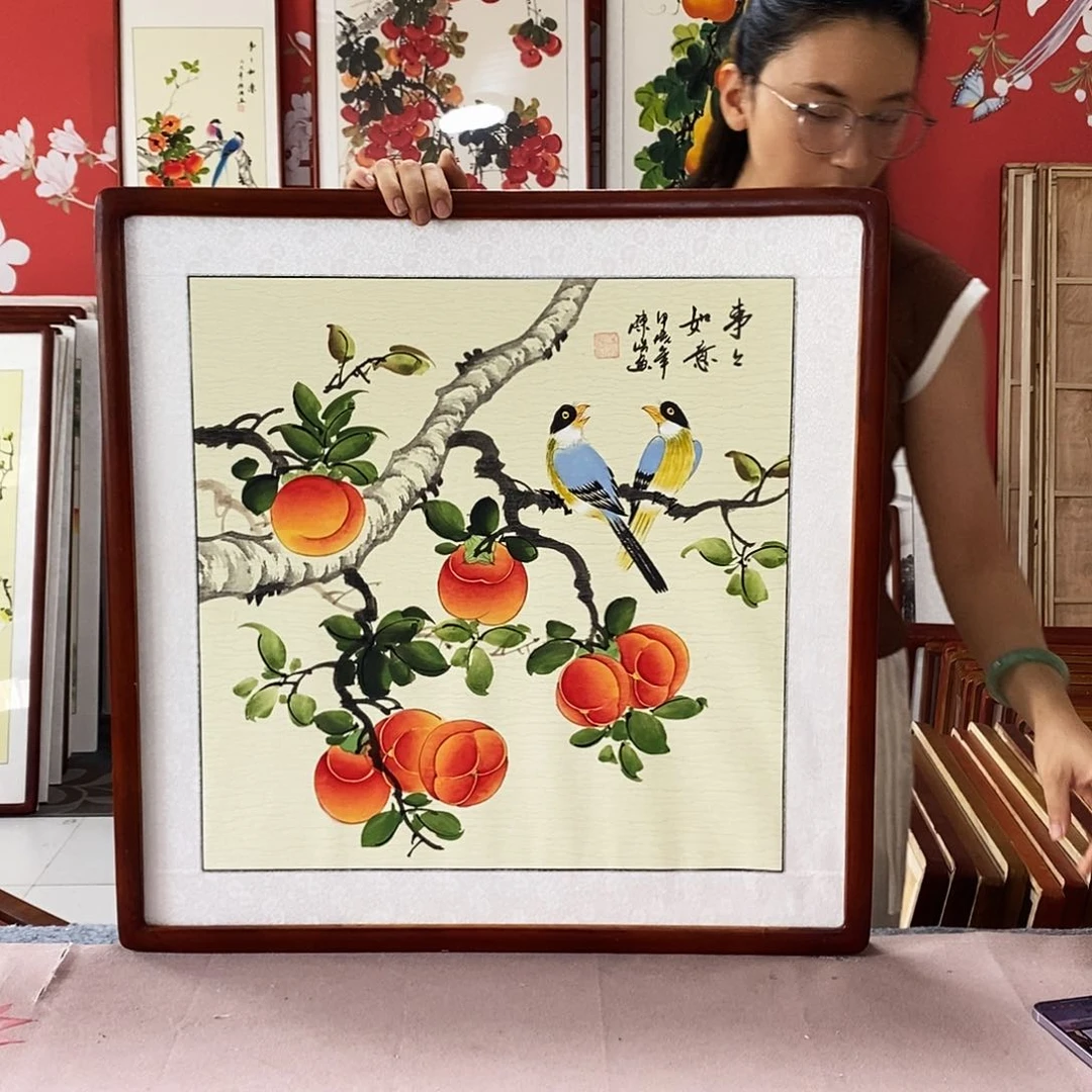 国画手写手绘带框62✖️62国画作品包邮