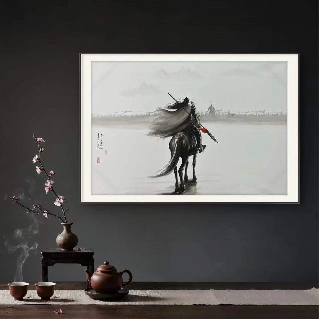 画江湖手绘作品《无惧》带装裱尺寸1.2米×0.8米