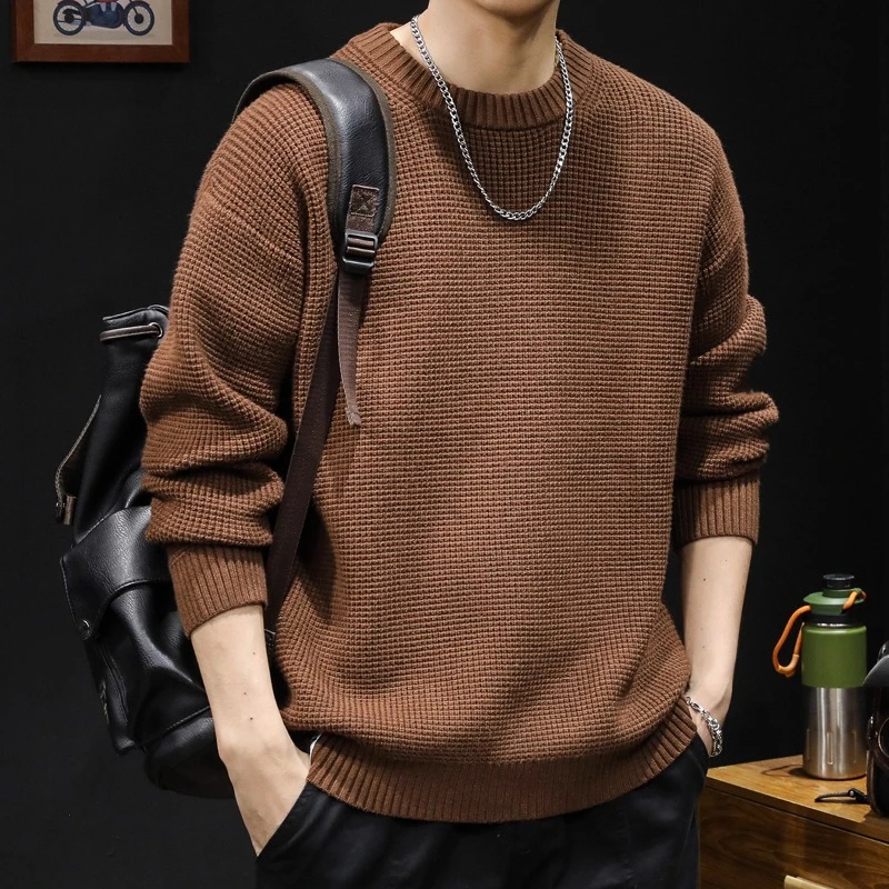 LEIGHZ/雷茨美式复古毛衣男冬季潮牌内搭宽松大码男士外套秋冬款