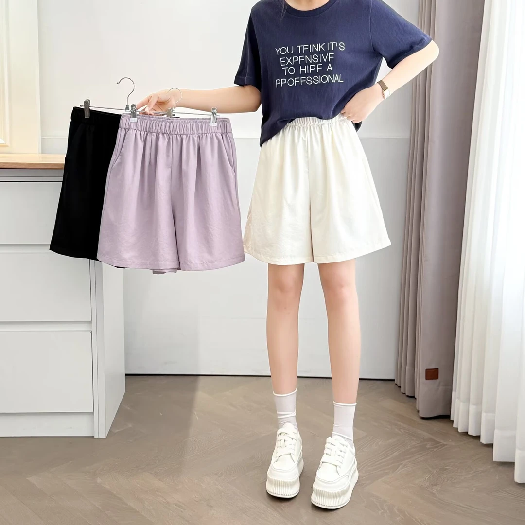 大码百搭时尚显瘦气质纯色夏季短裤