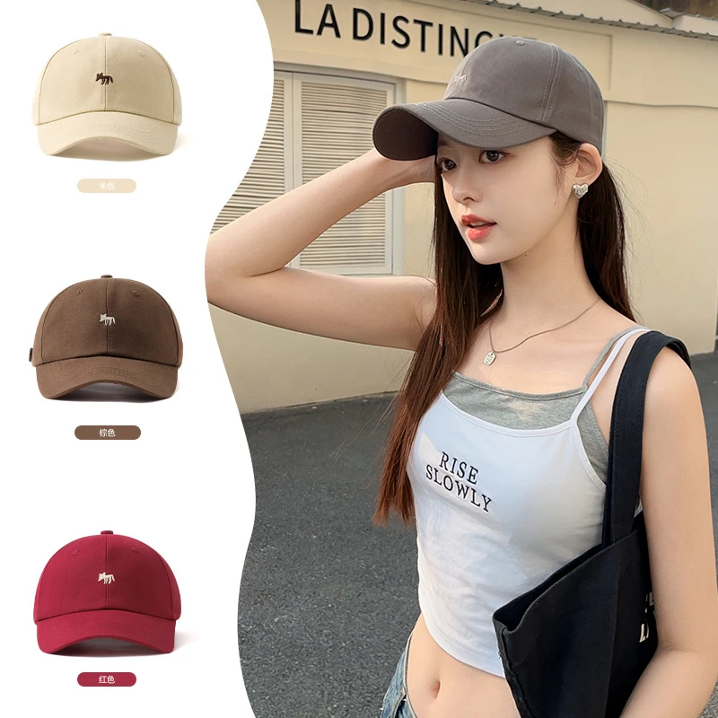 2025小狐狸刺绣蓝色棒球帽女款高级感大头围显脸小百搭鸭舌帽