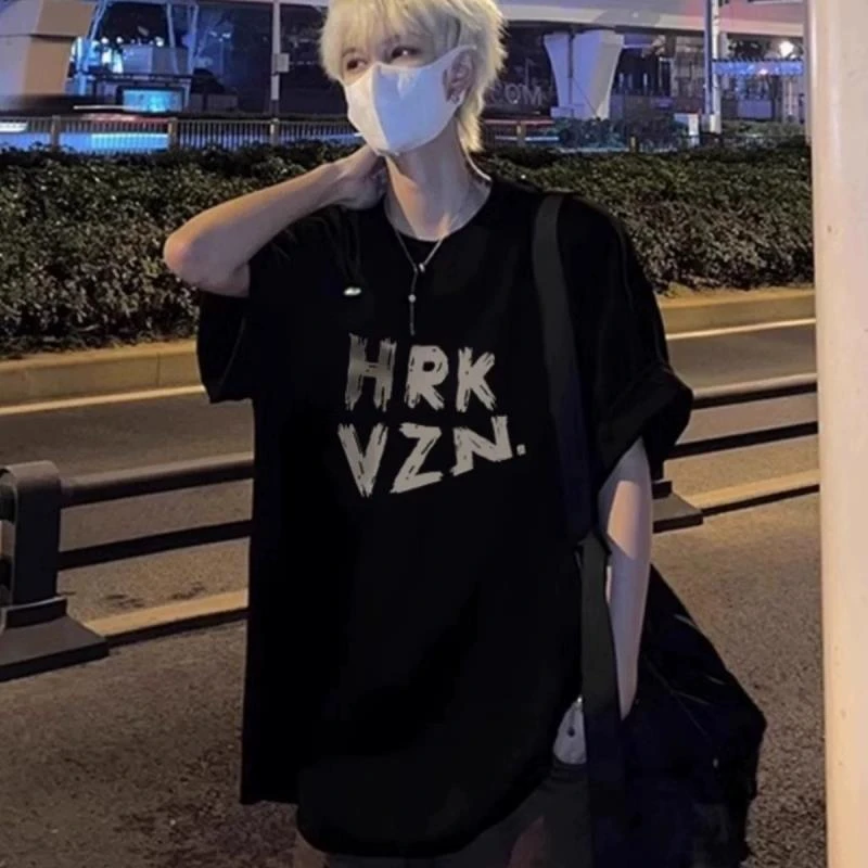 【TQUX港奢男装】品质透气短袖t恤男款夏季新款美式复古高街宽松