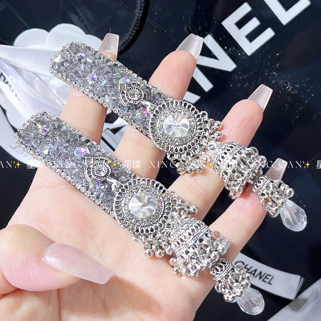 易梦玲灰水钻原创设计民族风复古森系发夹发卡时尚简约饰品气质