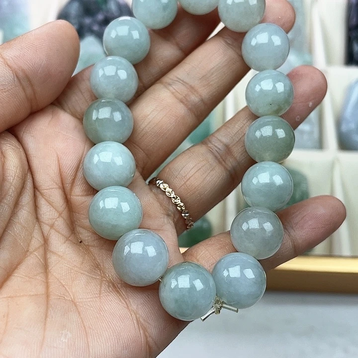 翡翠未镶嵌颈饰奋**强天然翡翠货手串