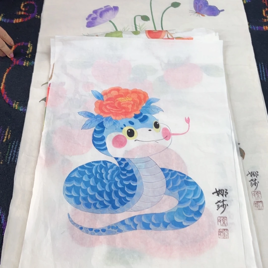 国画叶娜莎4尺3开尺开花鸟马