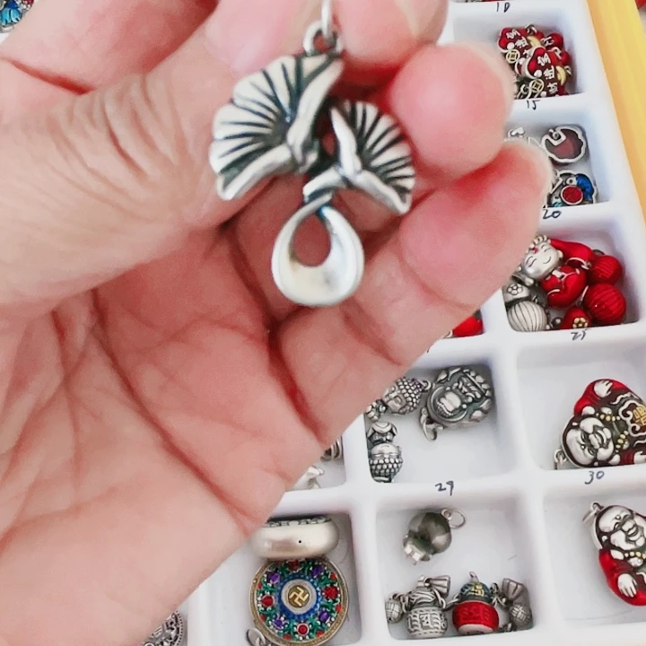 珐琅吊坠足银银杏