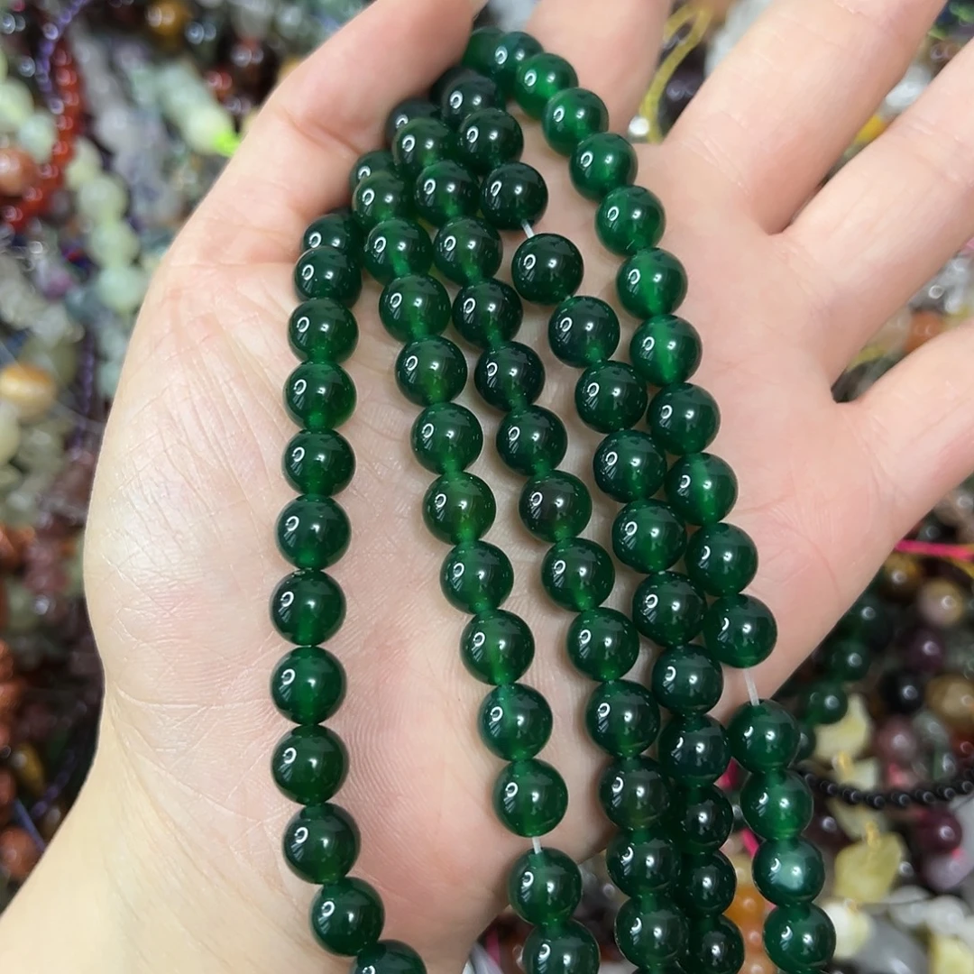 玛瑙/玉髓未镶嵌珠宝半成品，卡8绿玛瑙一条