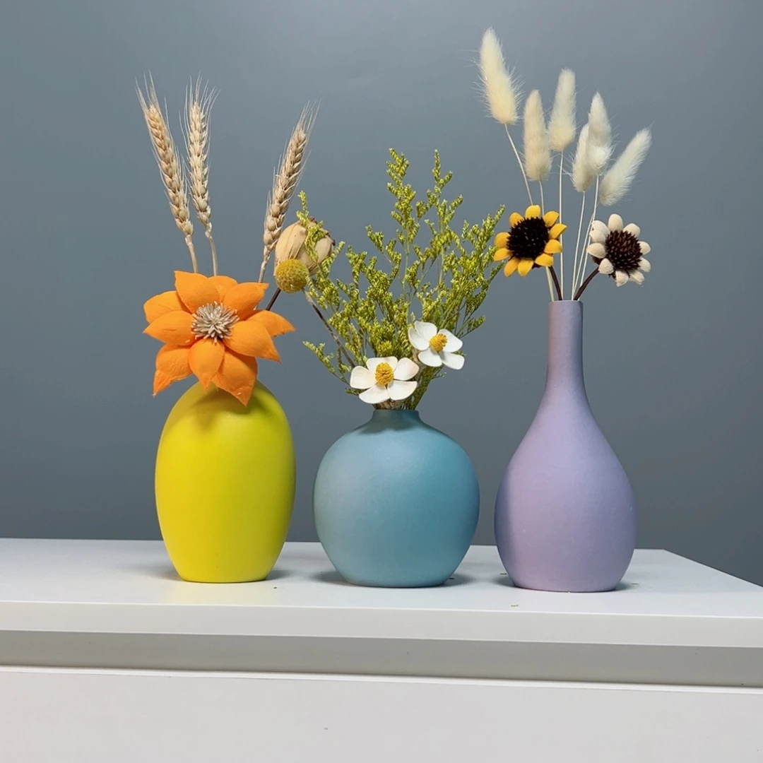 摆件景德镇手作陶瓷花瓶摆件无孔