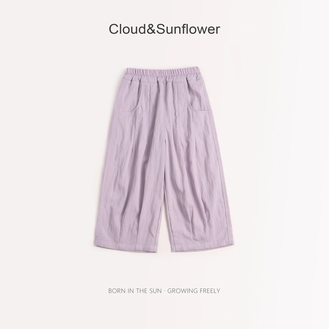 【云朵小葵】女童夏季新款捏褶直筒薄款休闲裤1113983