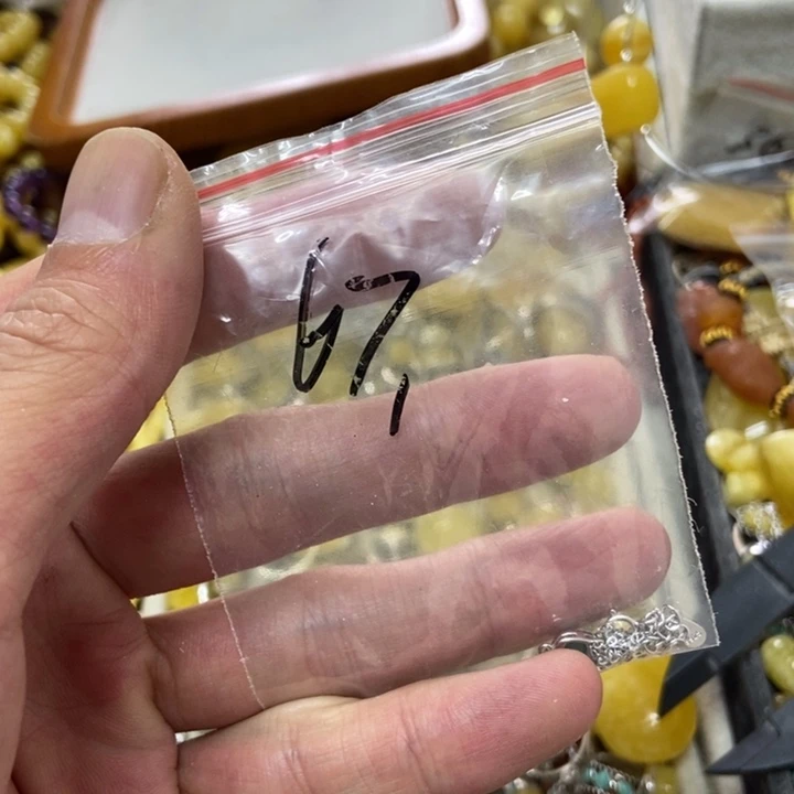 银S925镶嵌蜜蜡裸石手链