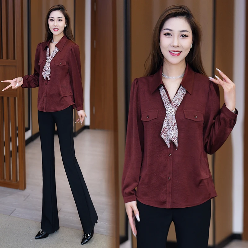 设计感长袖飘带衬衫女2025秋季新款休闲风宽松显瘦气质衬衣上衣潮