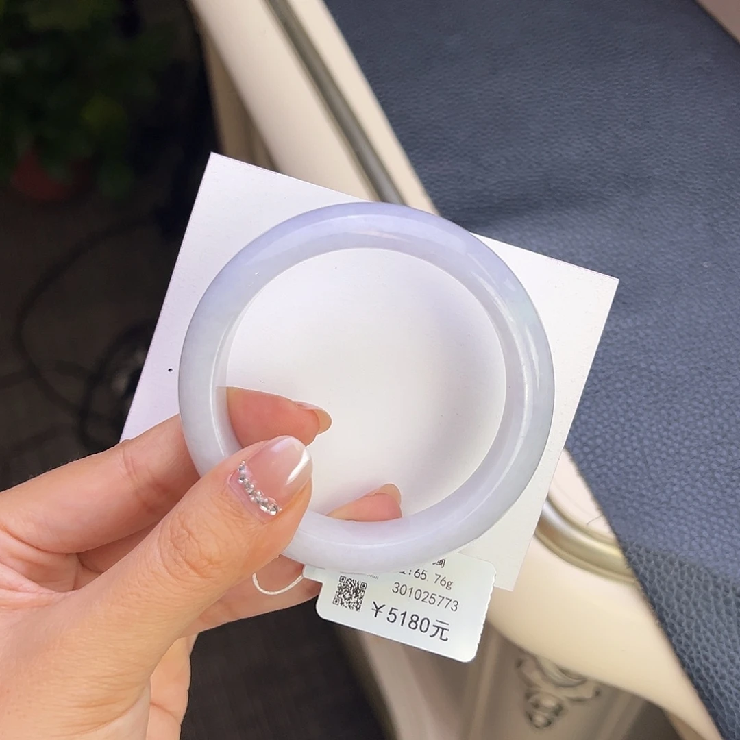 翡翠未镶嵌手镯55宽版粉紫