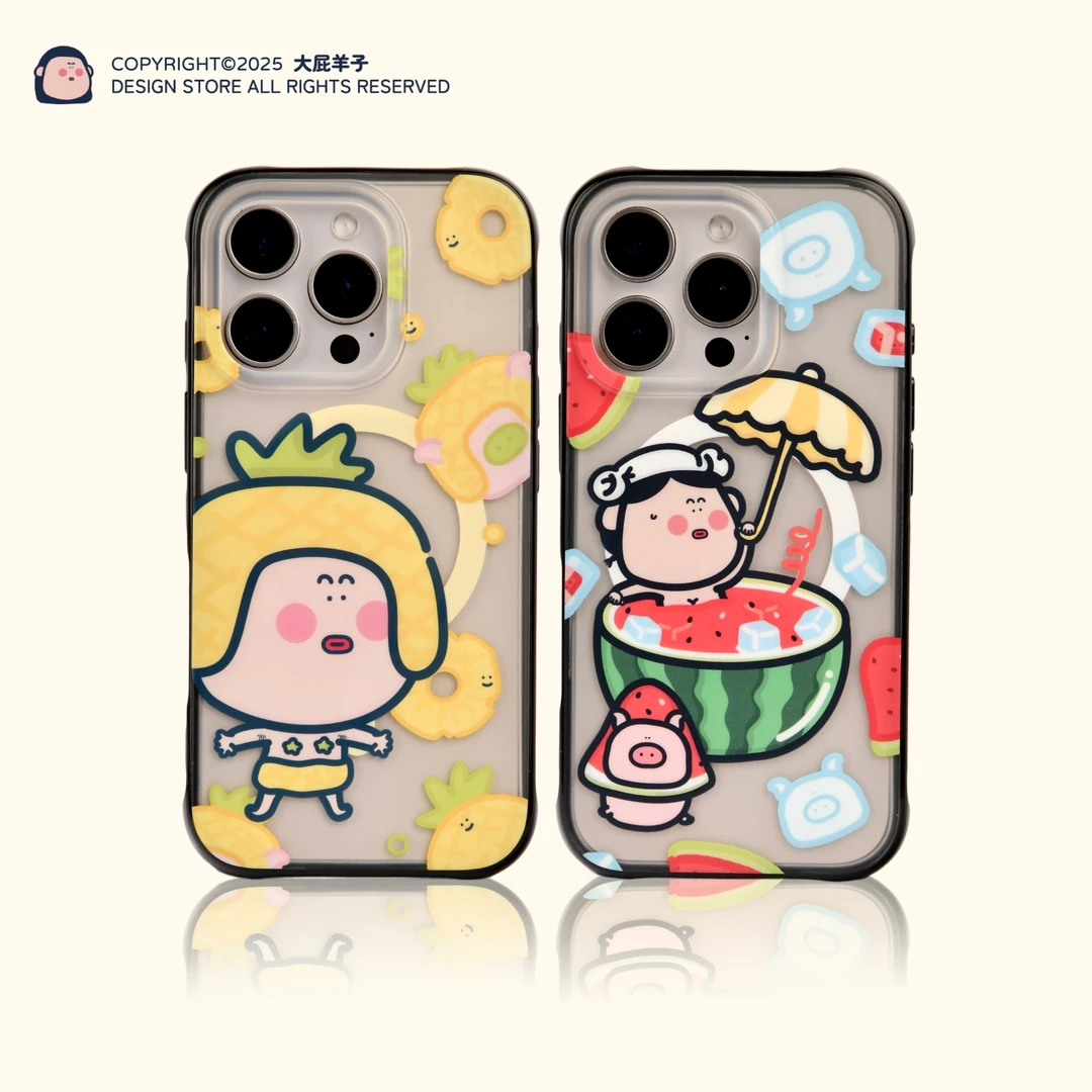 大屁羊子冰镇西瓜/动感光菠iPhone16ProMax15Pro14磨砂磁吸手机壳