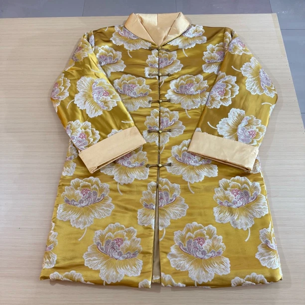 云锦提花黄牡丹国风女款百年服全套