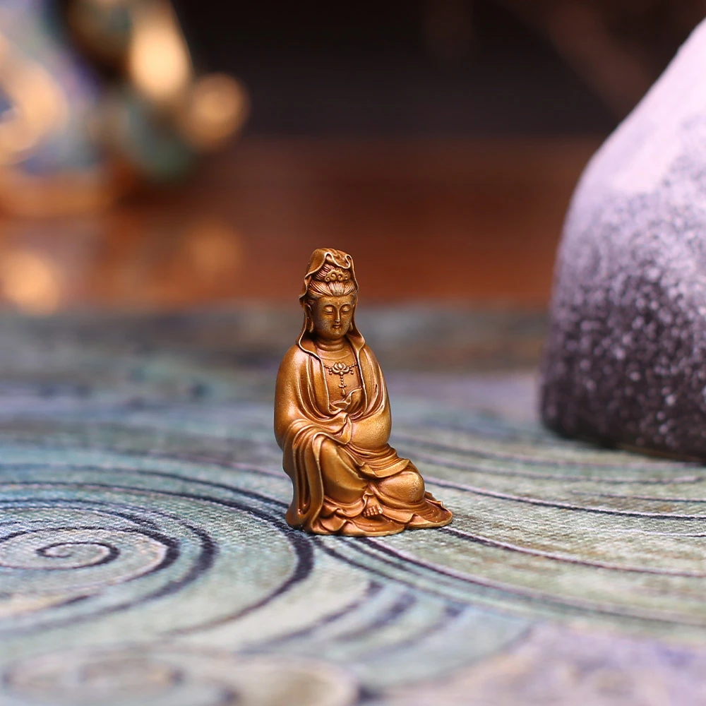 金蜗牛精致生活5#石叟观音黄铜办公室书房摆件礼品铜工艺品