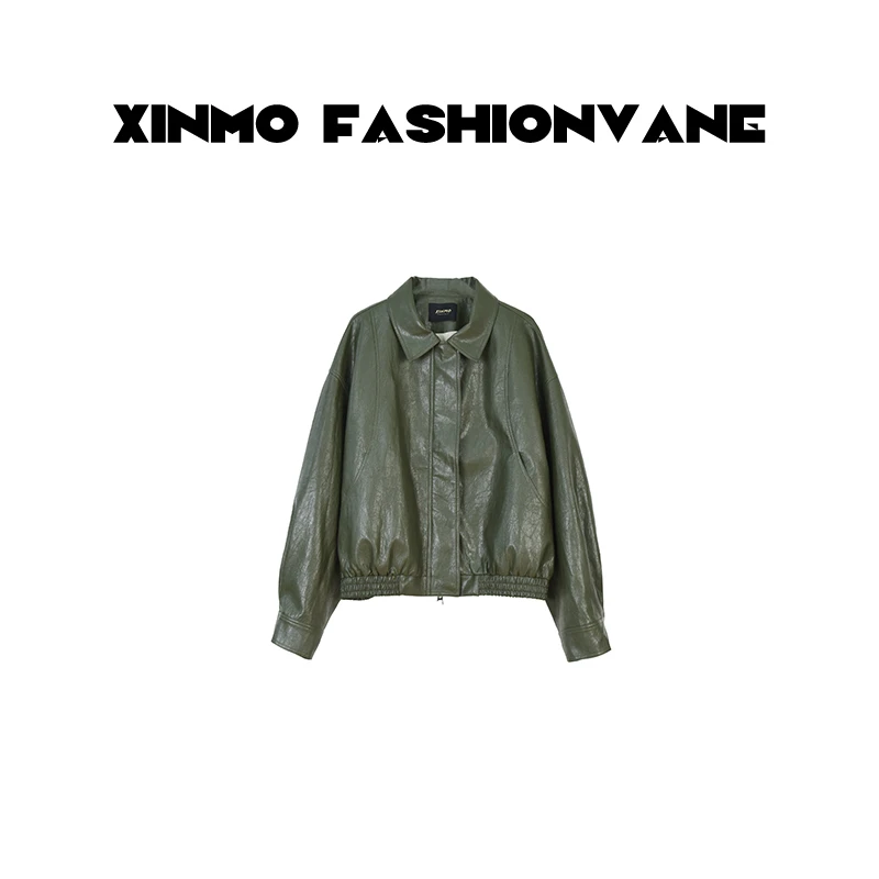 【Ryan石头】2025春装酷帅高级感纯色机车PU皮夹克外套女C25010208