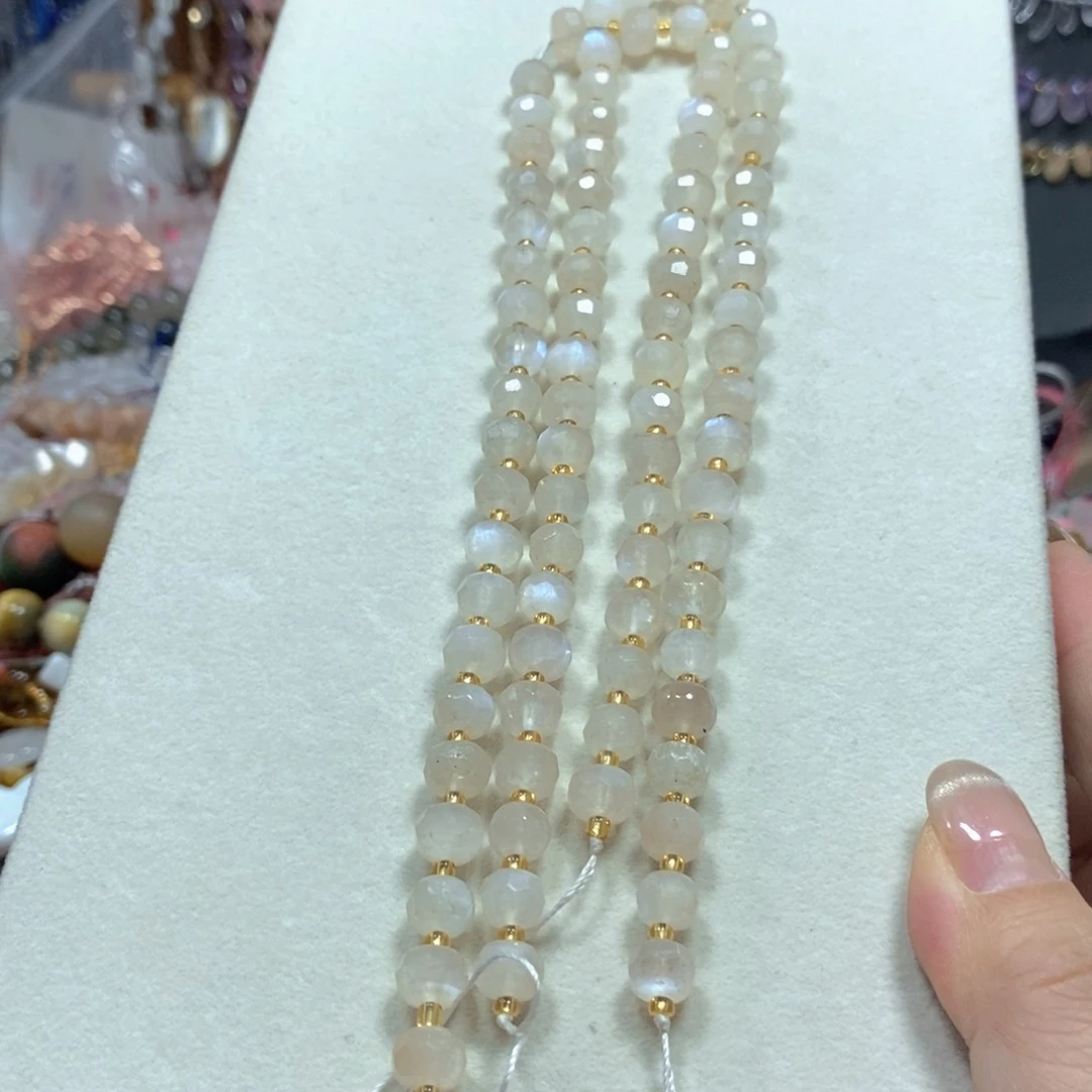 玛瑙/玉髓合金珠宝半成品蓝月光车轮一条卡8mm