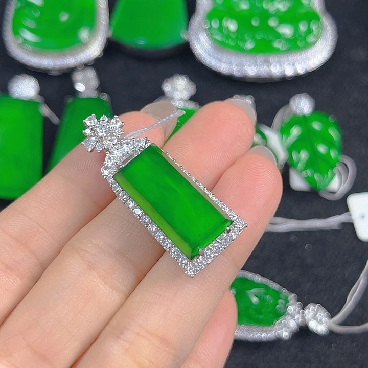 翡翠银S925镶嵌吊坠(不含链)