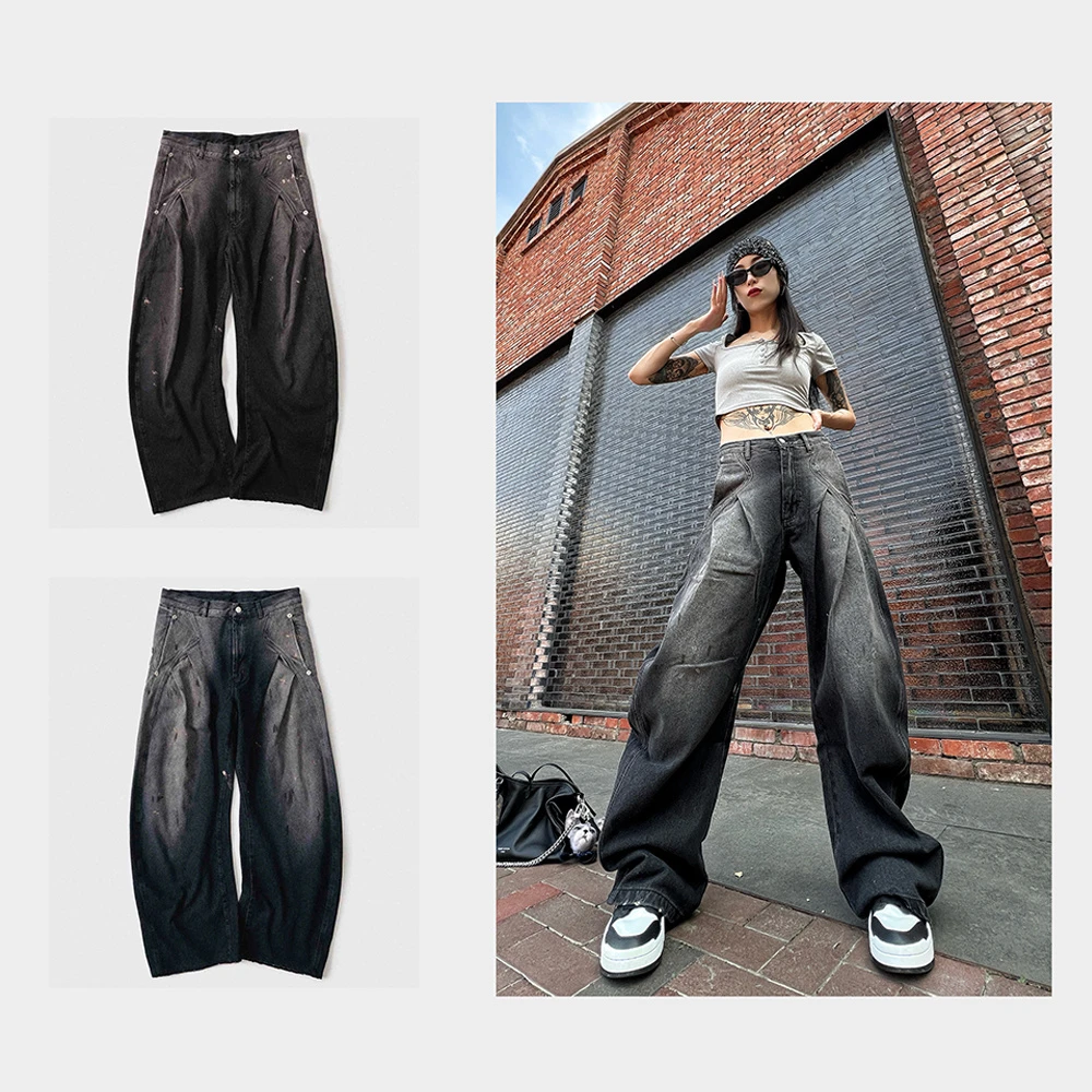 褶皱设计牛仔裤1210