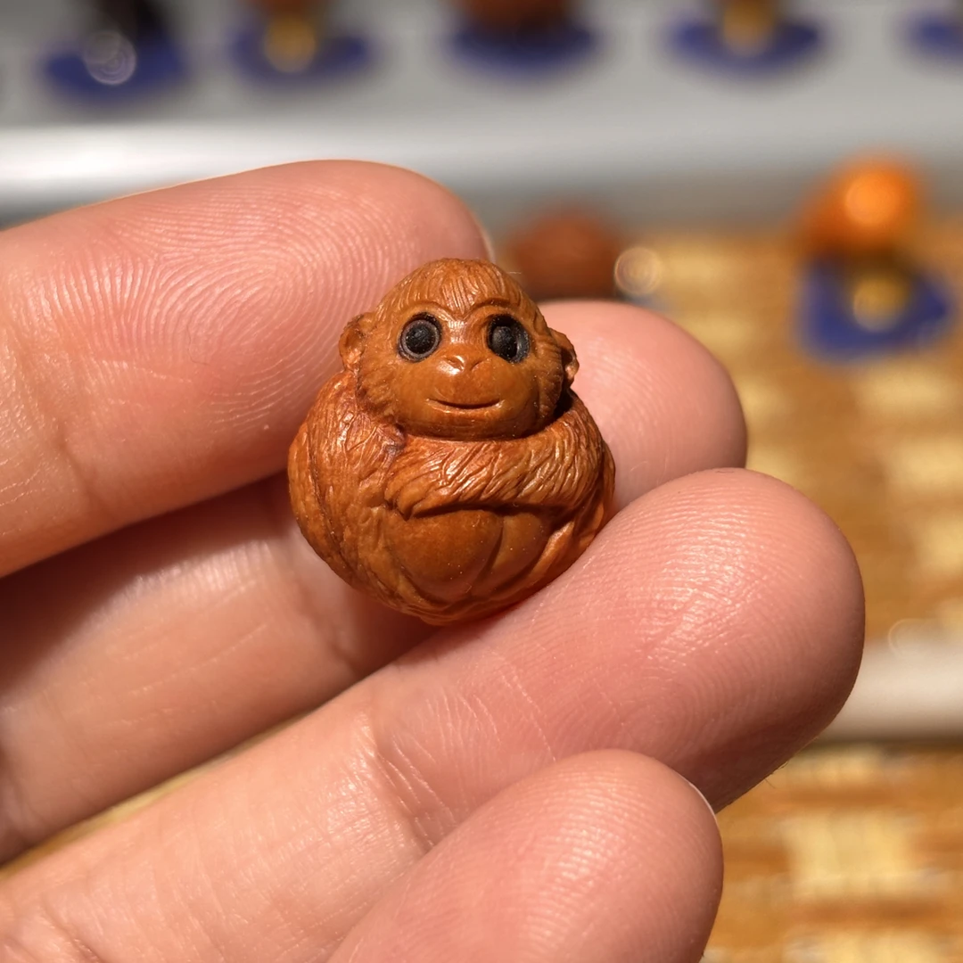 一物一图龙纹桃核手工雕刻生肖猴单籽手串配饰男女宝宝礼品e6