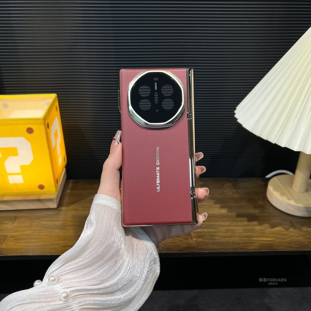 适用于华为matexts手机壳matext三折叠屏保护套真皮镜头支架中轴