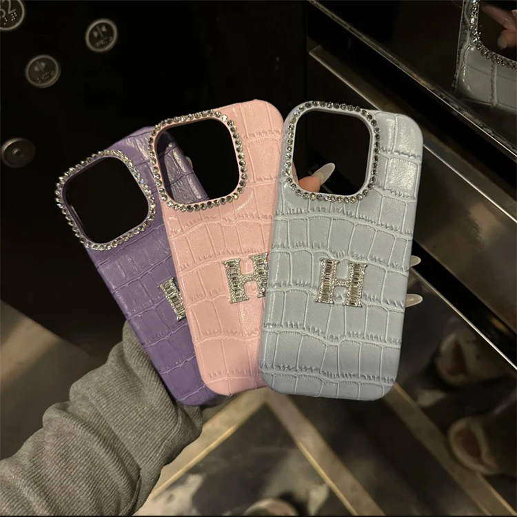 ins高级感轻奢鳄鱼皮H字母适用苹果16promax手机壳15pro小众14新