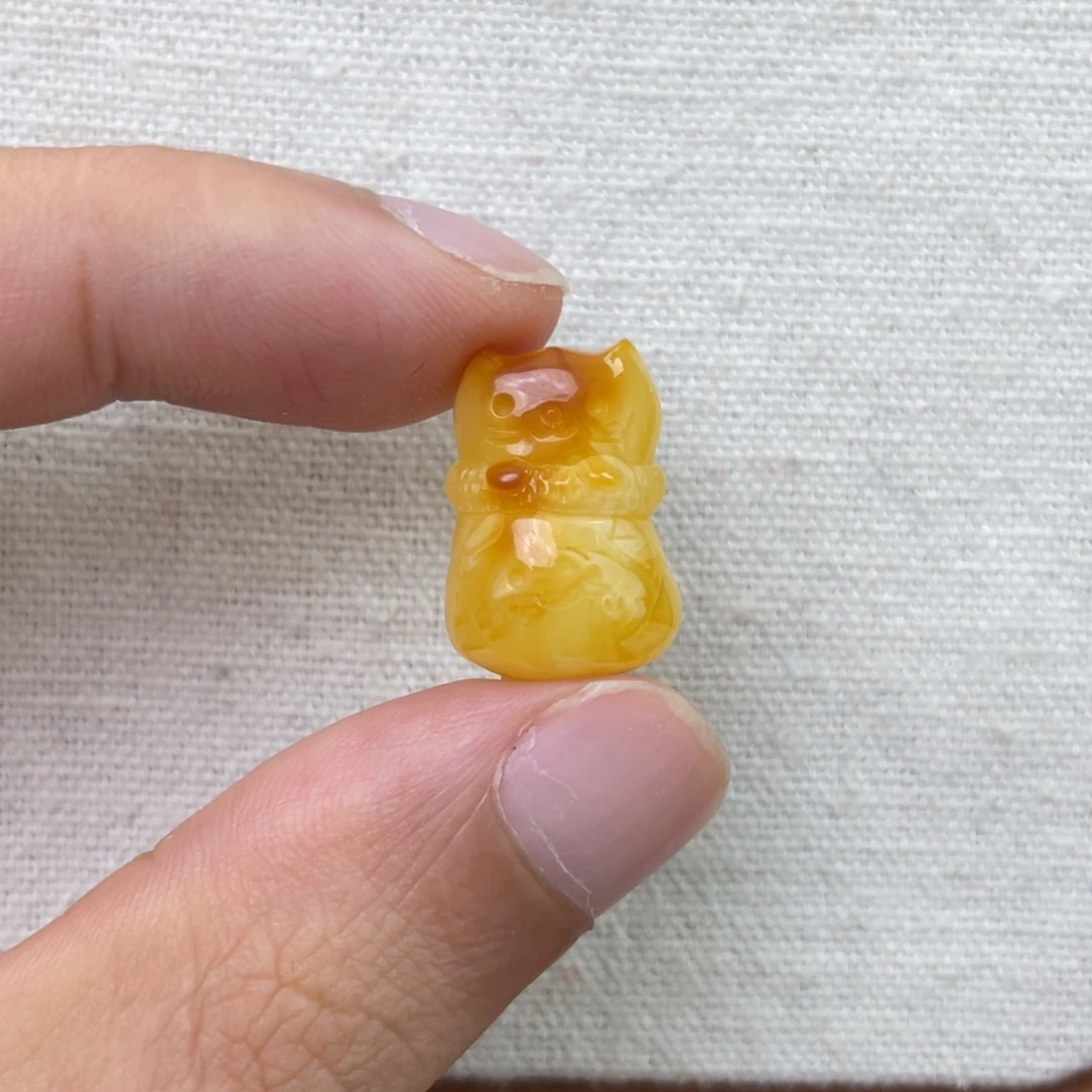 琥珀未镶嵌珠宝奇石猫咪福袋