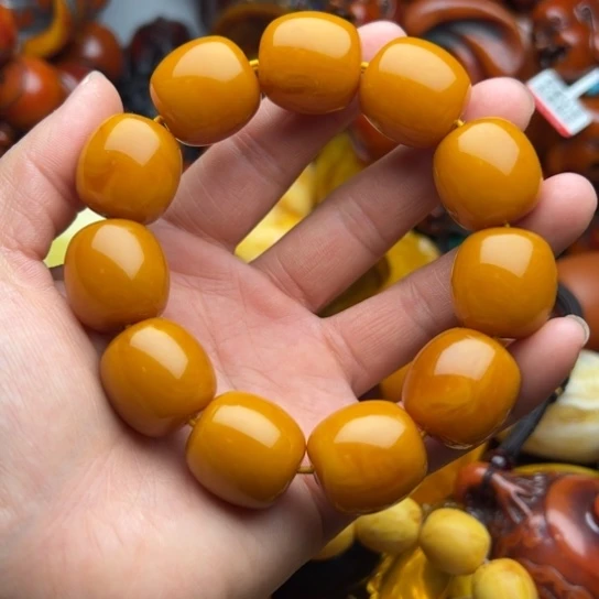 琥珀（花珀）手串未镶嵌蜜蜡