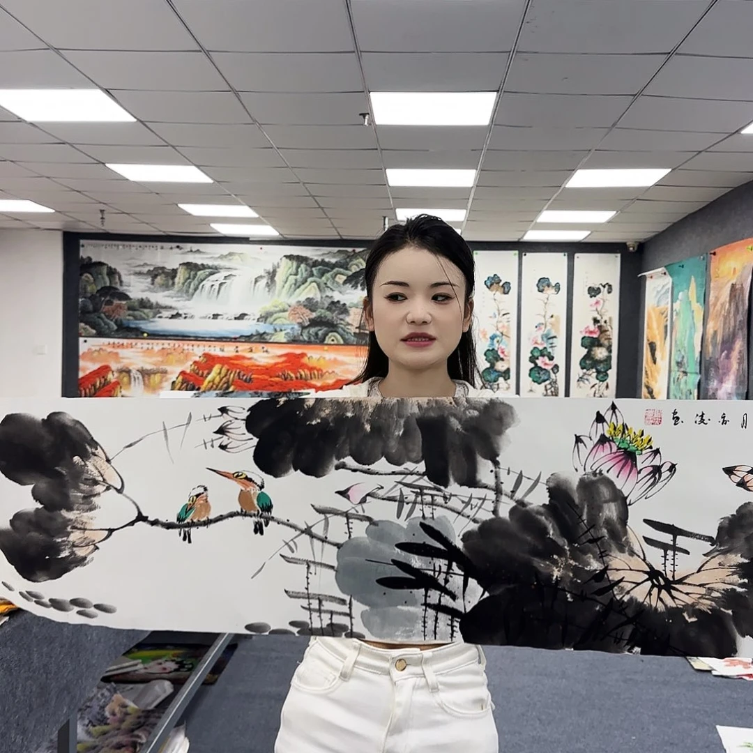 国画作品小姐姐放漏中