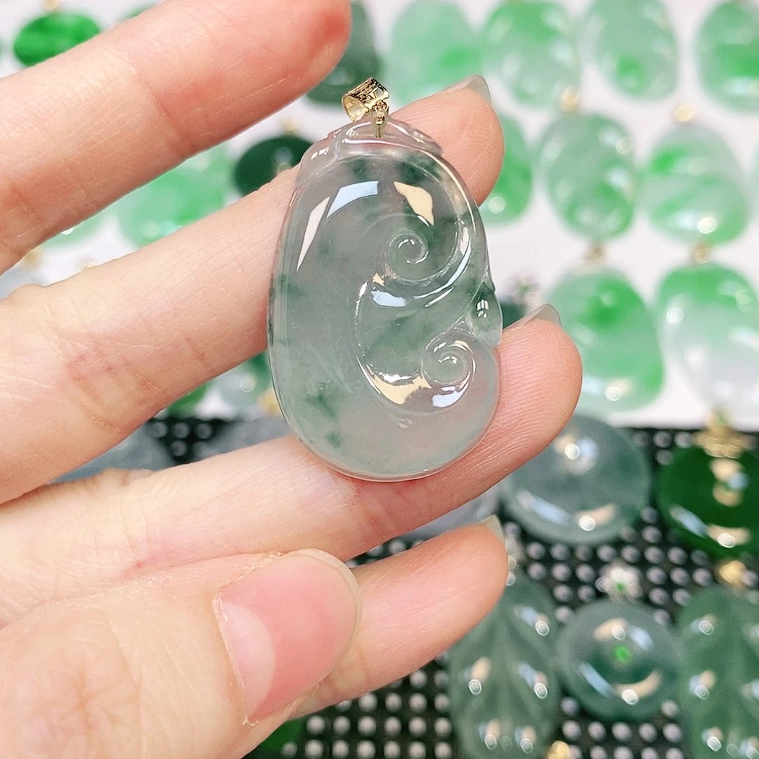 翡翠吊坠(不含链)银S925镶嵌