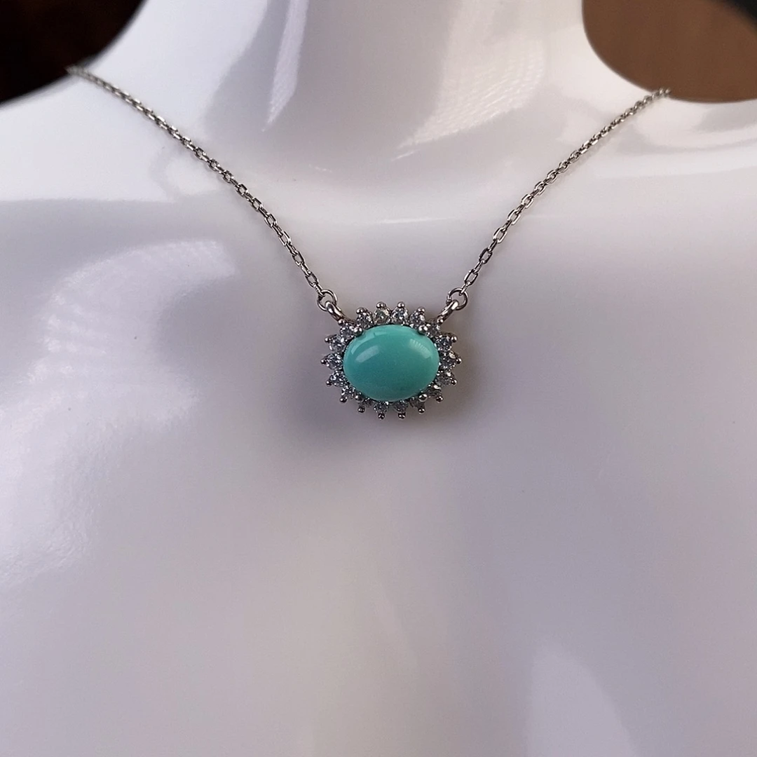 绿松石颈饰银S925镶嵌