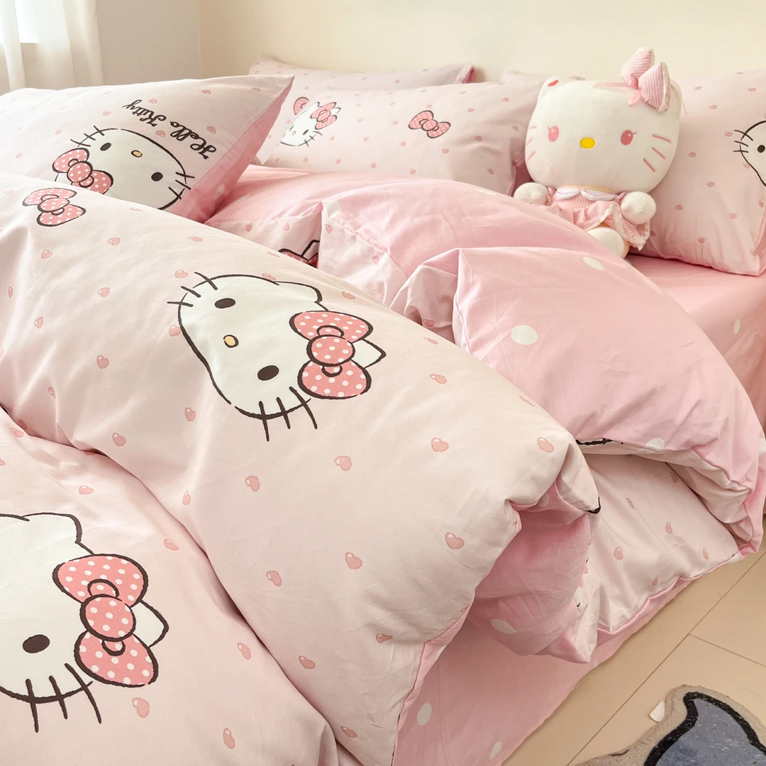纯棉甜糯凯蒂猫四件套卡通kt三件套单人学生宿舍