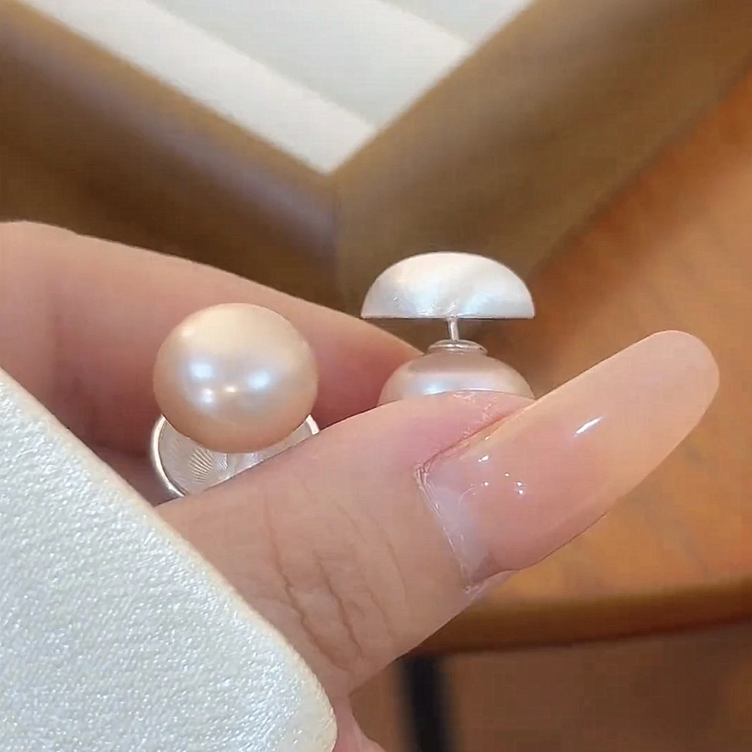 铜合金耳饰 精品复古拉丝圆形豆豆925银针耳钉轻奢小众耳环百搭女