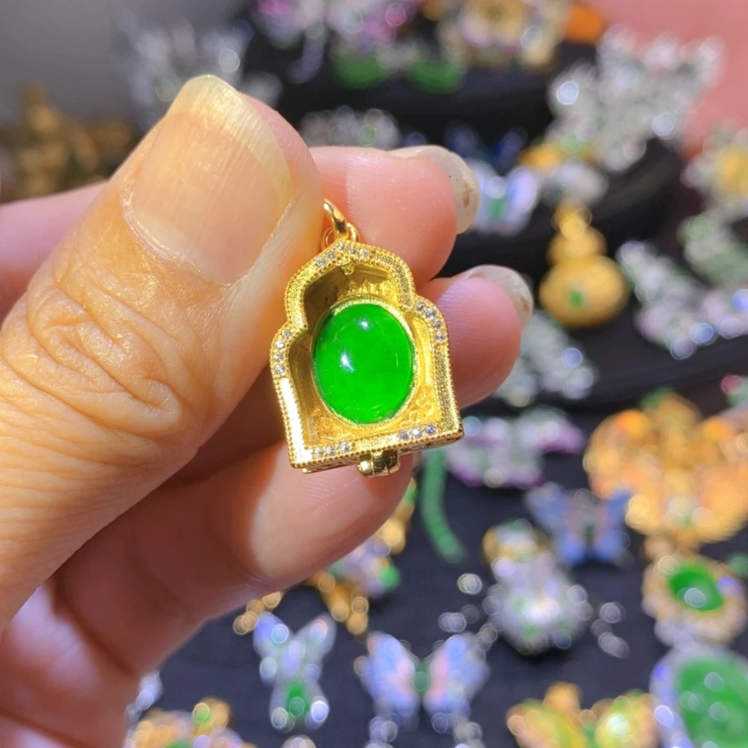 翡翠银S925镶嵌颈饰天然翡翠