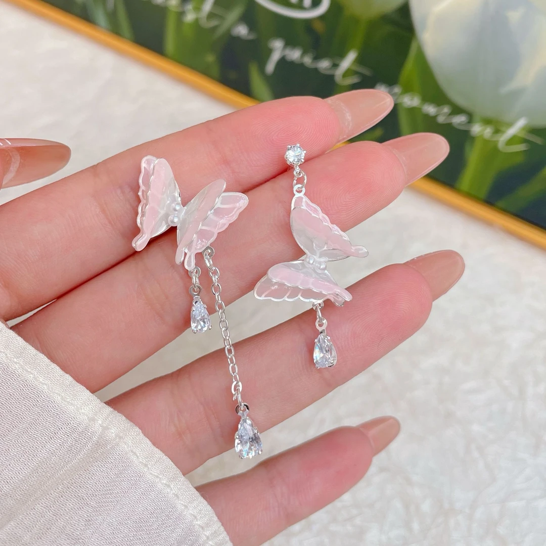 合金珐琅耳饰 夏季蝴蝶不规则设计甜美日韩耳环气质仙气耳饰仙女