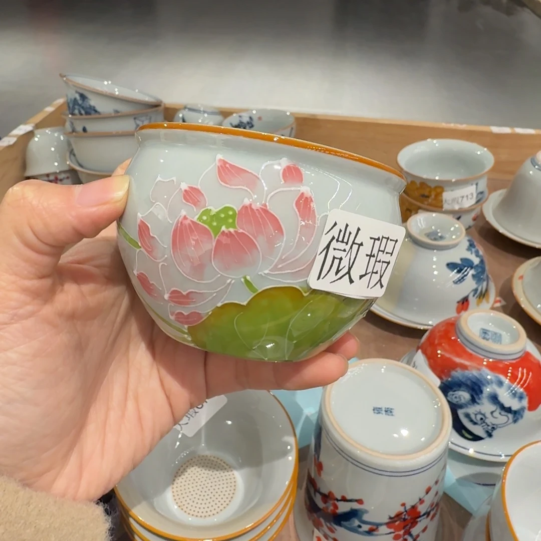 釉下手绘茶具微瑕