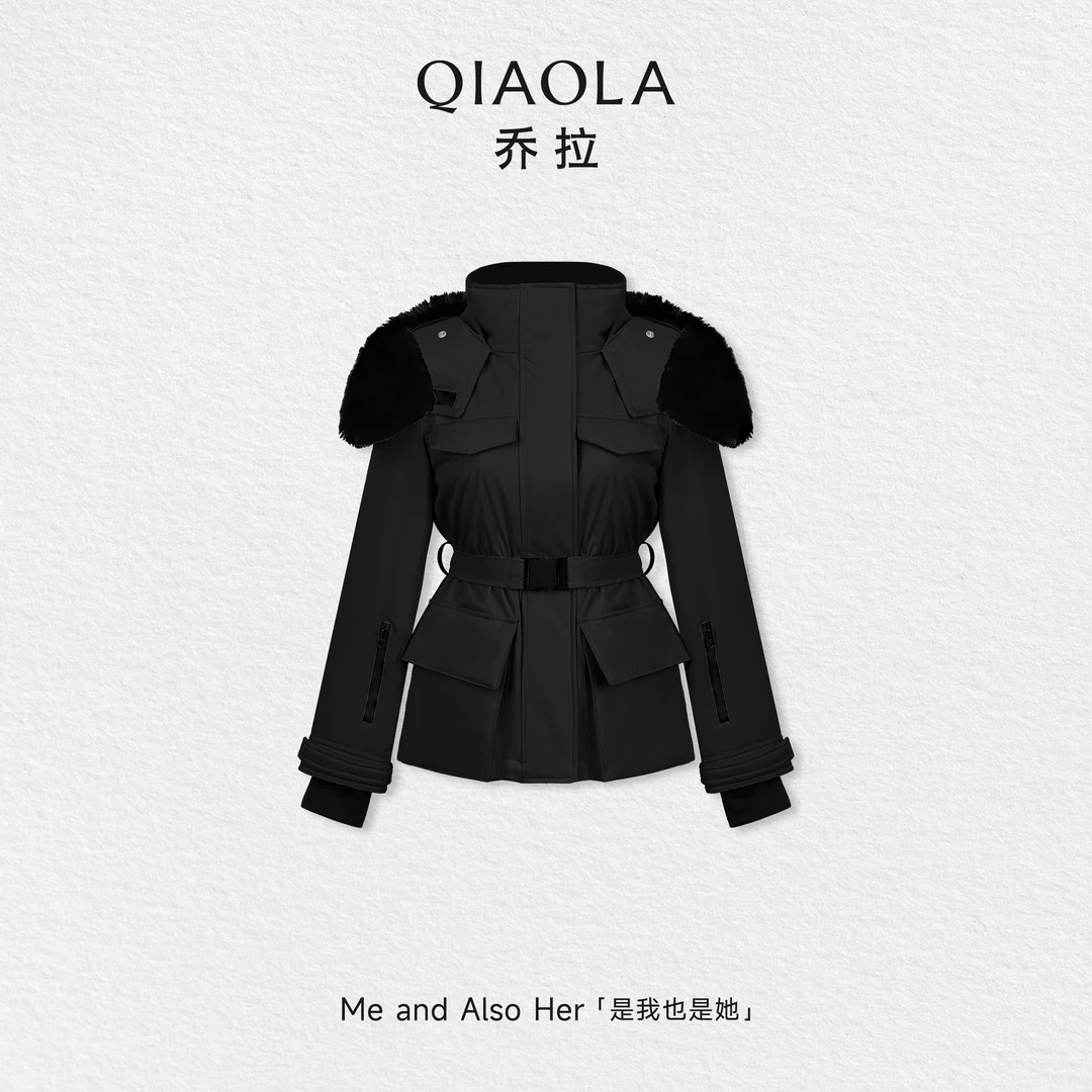 QIAOLA/乔拉【绒冬奇遇】秋冬仿狐狸毛领加厚保暖百搭防风羽绒服