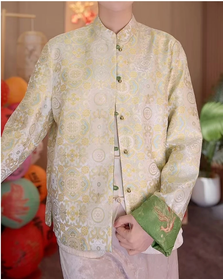 双面穿提花新中式春秋款改良国风盘扣外套2025A8811开开