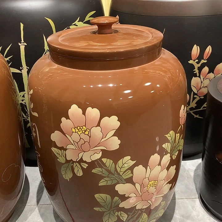 三号亮光牡丹花茶缸