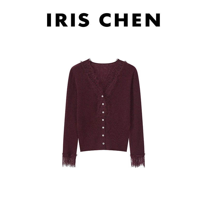 现货IRIS CHEN 内在美 2024冬绵羊毛莱赛尔山羊绒蕾丝针织24SY553